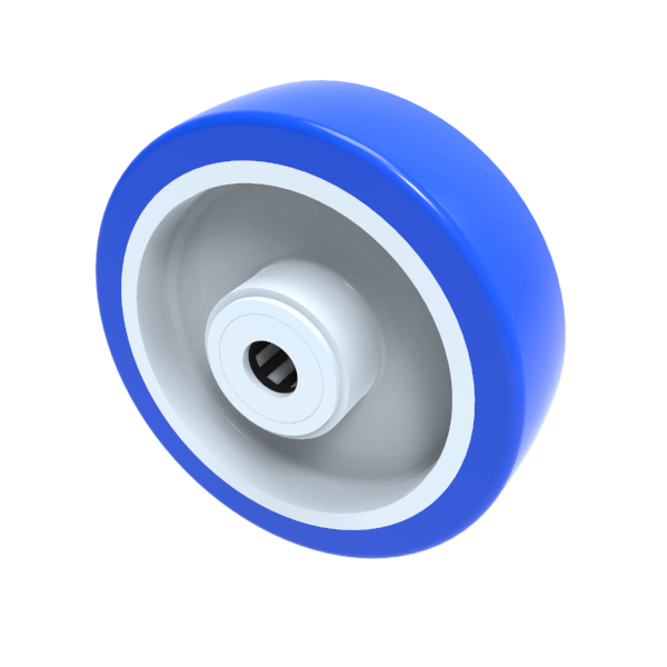 Soft Blue Polyurethane Nylon 125mm Roller Bearing Wheel 300kg Load