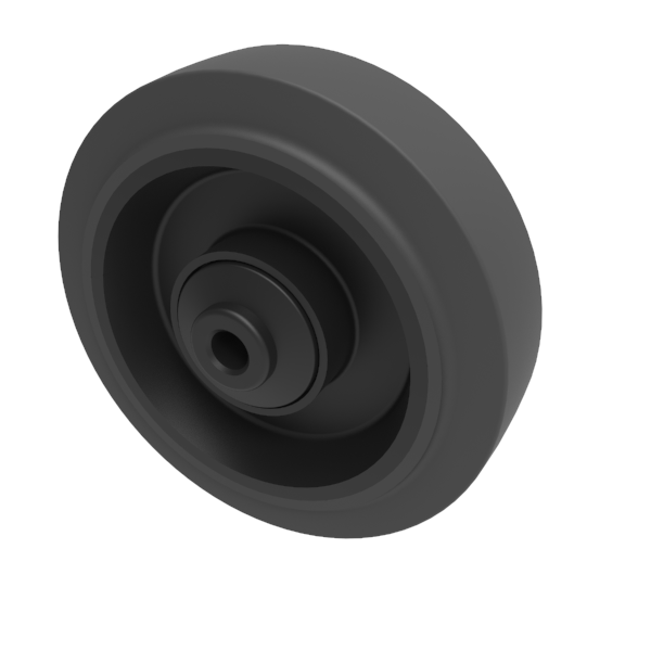 Black Elastic Rubber 65shore A 125mm Ball Bearing Wheel 250kg Load