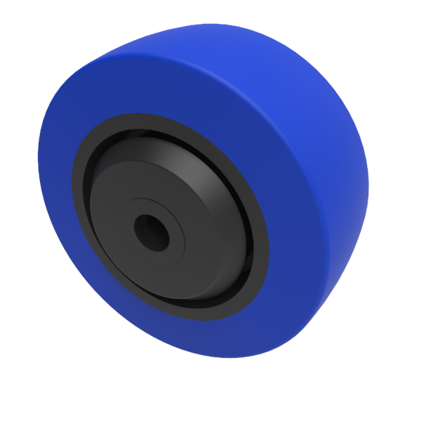 Blue Elastic Rubber 65ShoreA 125mm Ball Bearing Wheel 275kg Load