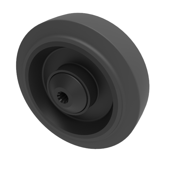 Black Elastic Rubber 65shore A 125mm Ball Bearing Wheel 250kg Load