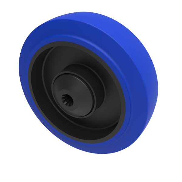 Blue Elastic Rubber 65ShoreA 125mm Ball Bearing Wheel 250kg Load