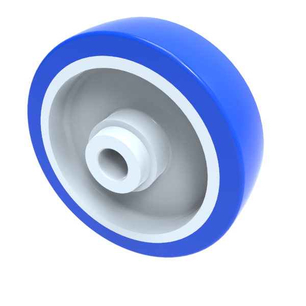Soft Blue Polyurethane Nylon 150mm Plain Bearing Wheel 500kg Load
