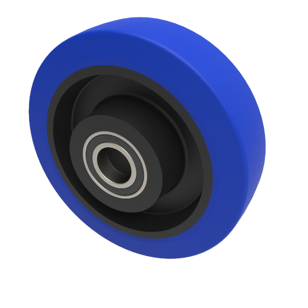 Blue Elastic Rubber 75ShoreA 160mm Ball Bearing Wheel 300kg Load