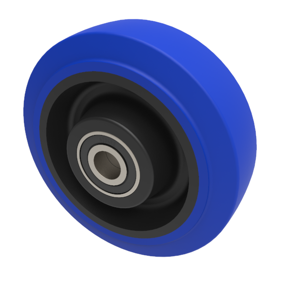 Blue Elastic Rubber 65ShoreA 160mm Ball Bearing Wheel 400kg Load