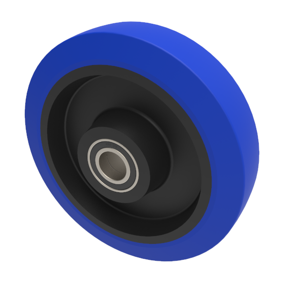 Blue Elastic Rubber 75ShoreA 200mm Ball Bearing Wheel 400kg Load