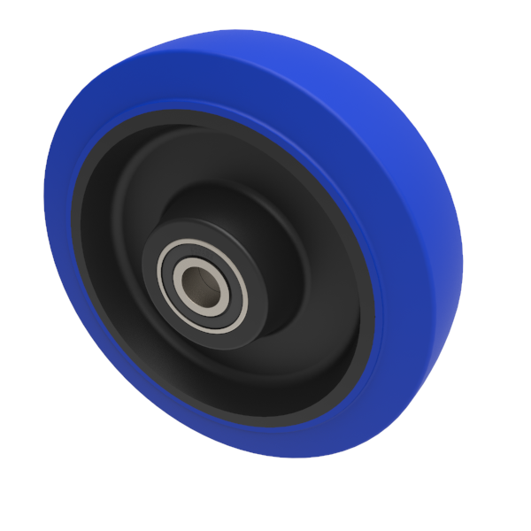 Blue Elastic Rubber 65ShoreA 200mm Ball Bearing Wheel 500kg Load