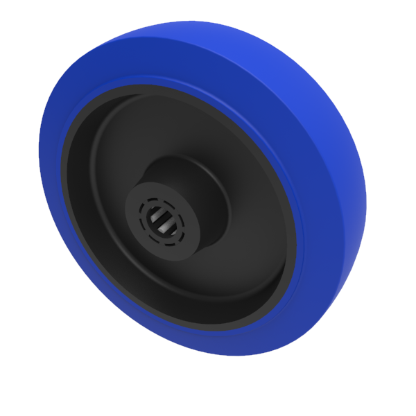 Blue Elastic Rubber 65ShoreA 200mm Roller Bearing Wheel 500kg Load
