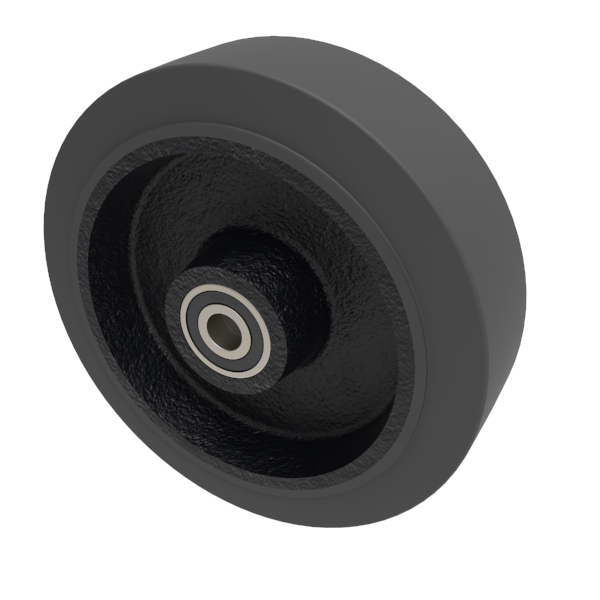 Elastic Rubber Cast Iron 250mm Ball Bearing Wheel 800kg Load