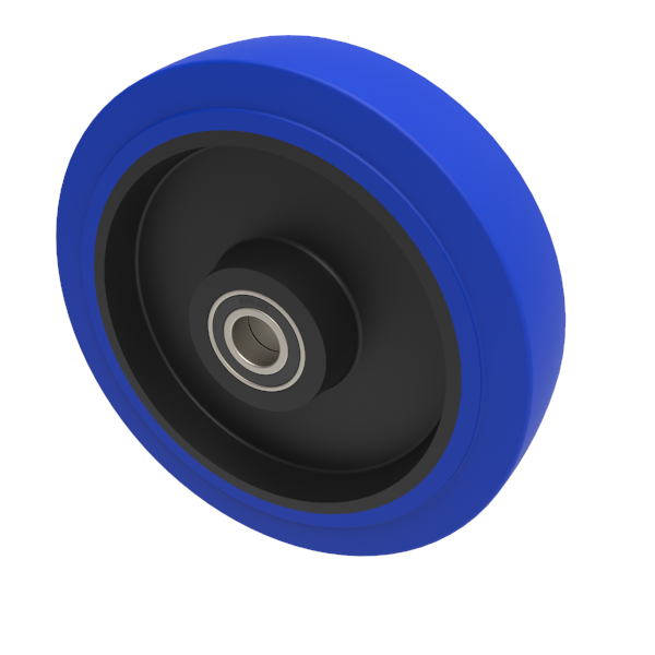Blue Elastic Rubber 75ShoreA 250mm Ball Bearing Wheel 500kg Load