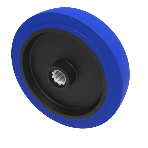Blue Elastic Rubber 75ShoreA 250mm Roller Bearing Wheel 500kg Load