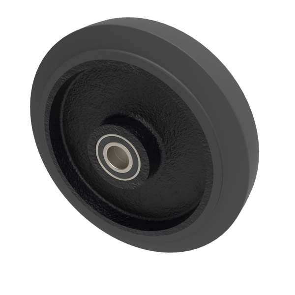 Elastic Rubber Cast Iron 250mm Ball Bearing Wheel 550kg Load