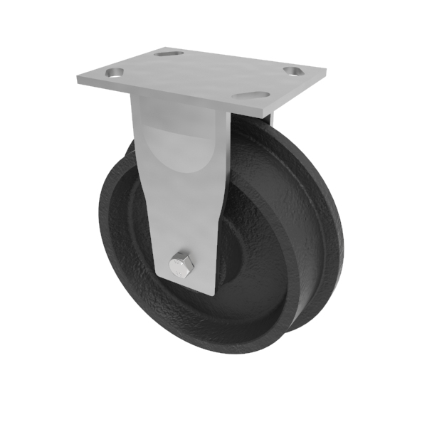 Flanged Cast Iron Fixed Castor Plate 200mm 1500kg