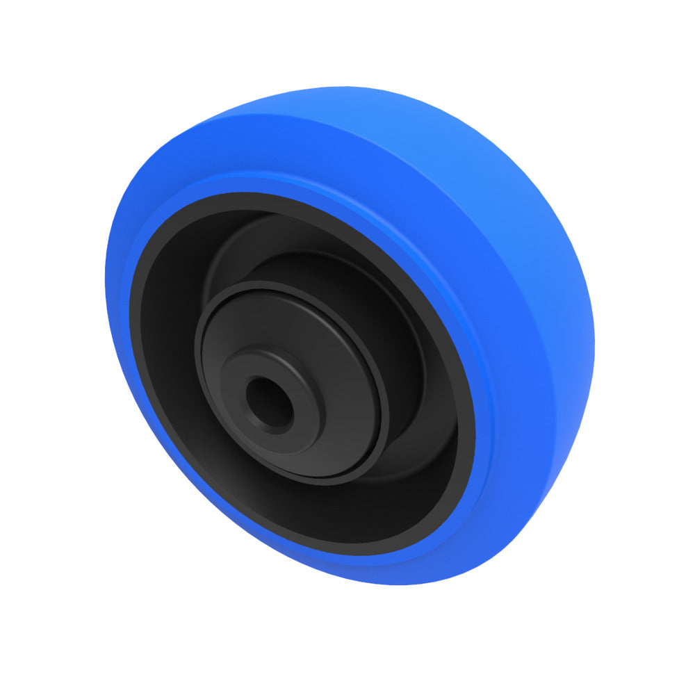 Blue Elastic Rubber 65ShoreA 100mm Ball Bearing Wheel 200kg Load
