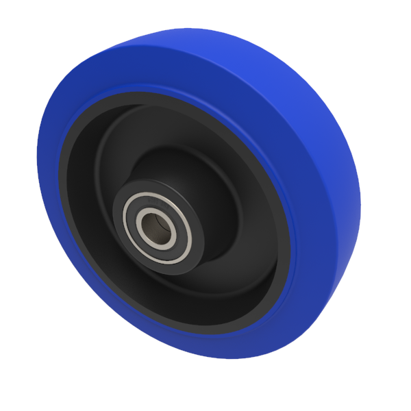 Blue Elastic Rubber 65ShoreA 150mm Ball Bearing Wheel 300kg Load