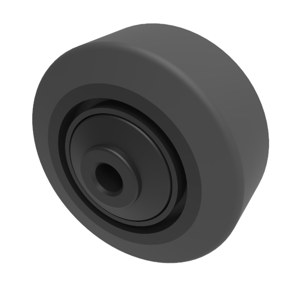 Black Elastic Rubber 65shore A 80mm Ball Bearing Wheel 150kg Load