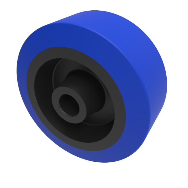 Blue Elastic Rubber 65 Shore A 80mm Plain Bearing Wheel 150kg Load