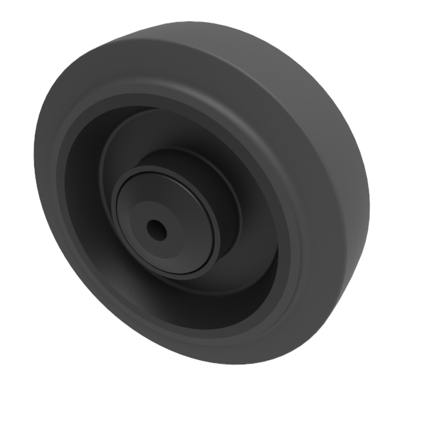 Black Elastic Rubber 65shore A 125mm Ball Bearing Wheel 250kg Load