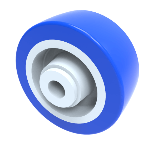 Soft Blue Polyurethane Nylon 80mm Plain Bearing Wheel 210kg Load