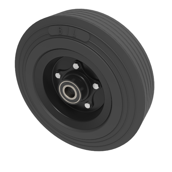 Black Rubber Pressed Steel 300mm Ball Bearing Wheel 400kg Load