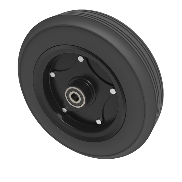 Black Rubber Pressed Steel 355mm Ball Bearing Wheel 400kg Load