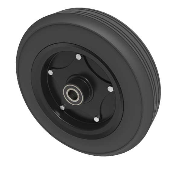 Black Rubber Pressed Steel 355mm Ball Bearing Wheel 400kg Load