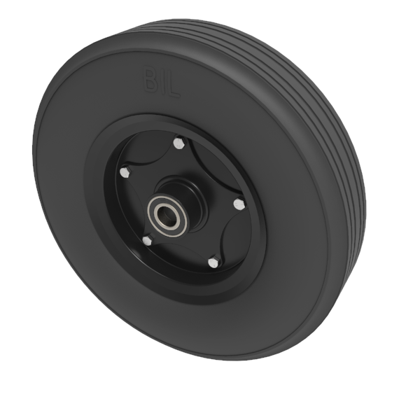 Black Rubber Pressed Steel 400mm Ball Bearing Wheel 700kg Load