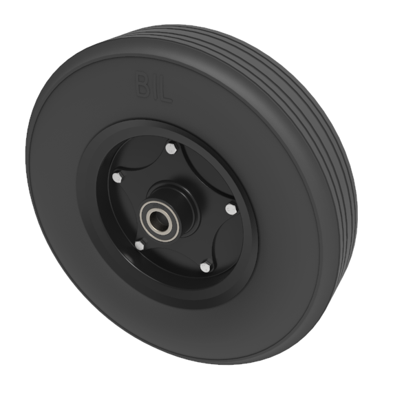 Black Rubber Pressed Steel 400mm Ball Bearing Wheel 700kg Load