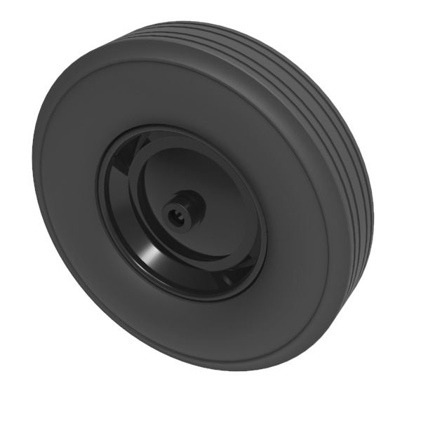 Black Rubber Pressed Steel 400mm Roller Bearing Wheel 400kg Load