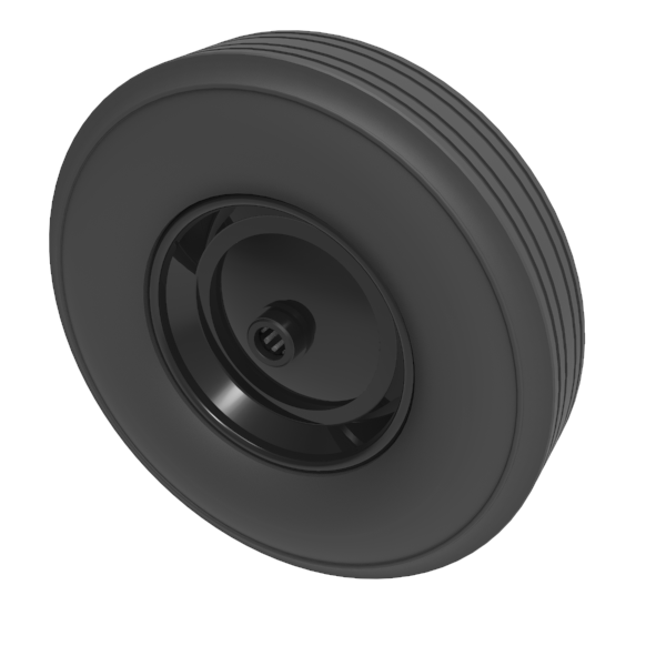 Black Rubber Pressed Steel 400mm Roller Bearing Wheel 400kg Load