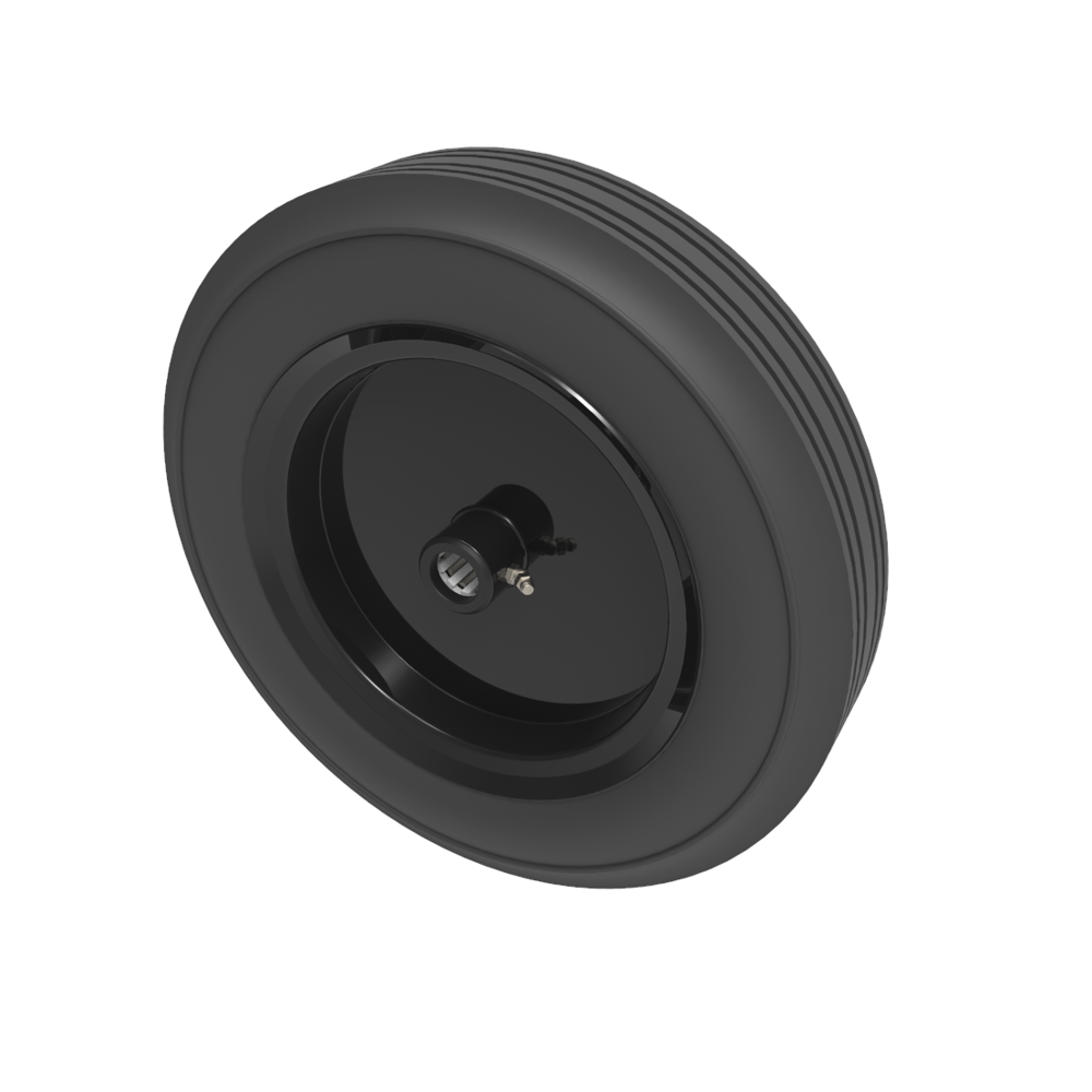 Black Rubber Pressed Steel 355mm Roller Bearing Wheel 400kg Load