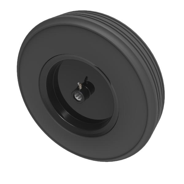 Black Rubber Pressed Steel 400mm Roller Bearing Wheel 700kg Load