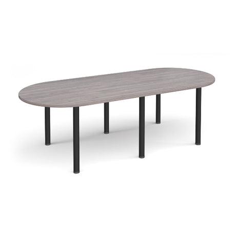 Radial End Meeting Table with Black Legs 6 People