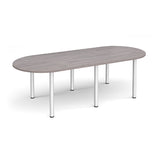 Radial End Meeting Table with Silver Legs 6 People