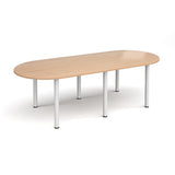 Radial End Meeting Table with White Legs 6 People