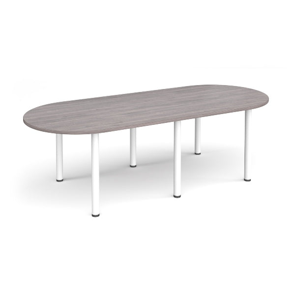 Radial End Meeting Table with White Legs 6 People