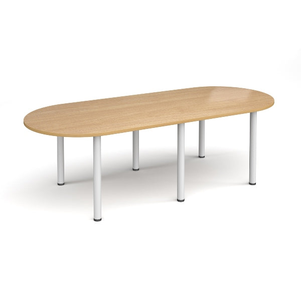 Radial End Meeting Table with White Legs 6 People