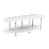 Radial End Meeting Table with White Legs 6 People