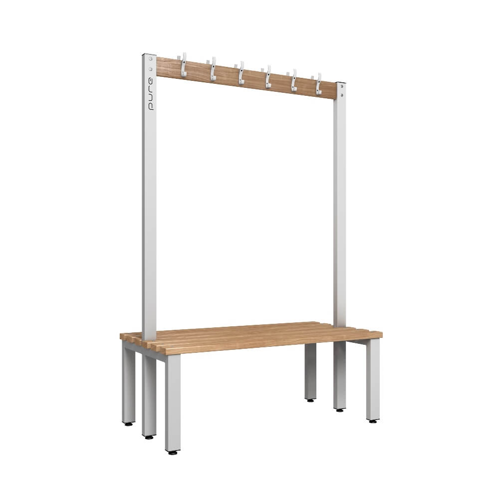 Double Cloakroom Bench and Coat Hook Rail 1200mm