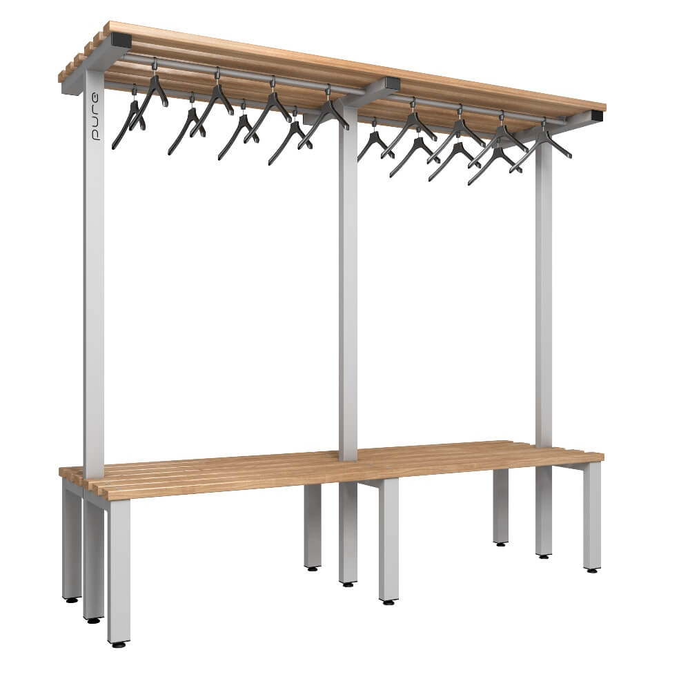 Double Cloakroom Bench and Hanger Rail 2000mm