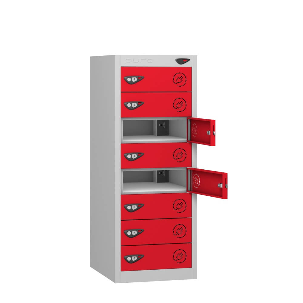 Low 8 Compartment Laptop Charging Locker with 8 Door Access