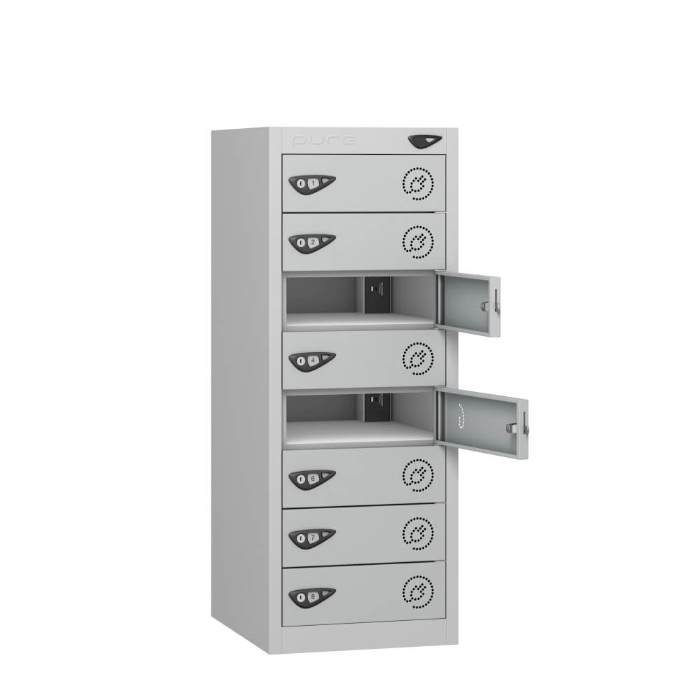 Low 8 Compartment Laptop Charging Locker with 8 Door Access