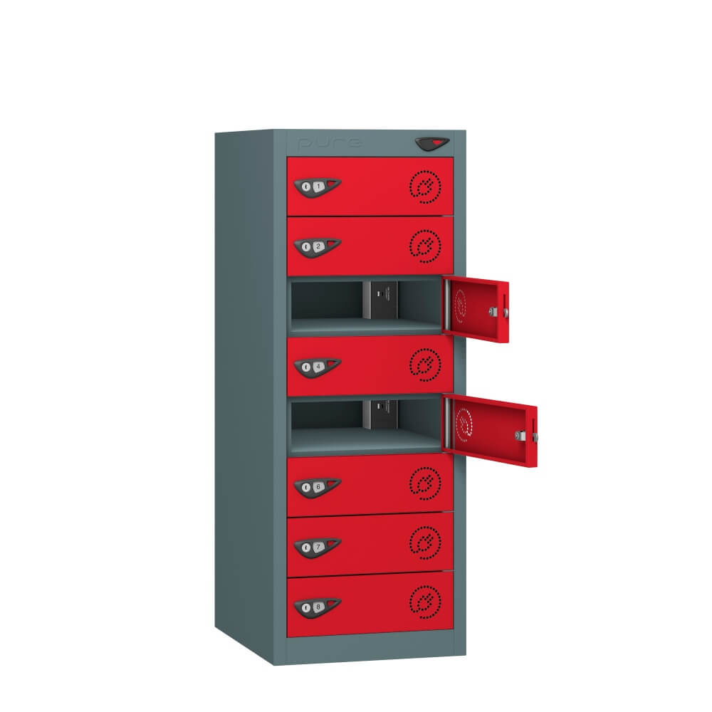 Low 8 Compartment Laptop Charging Locker with 8 Door Access