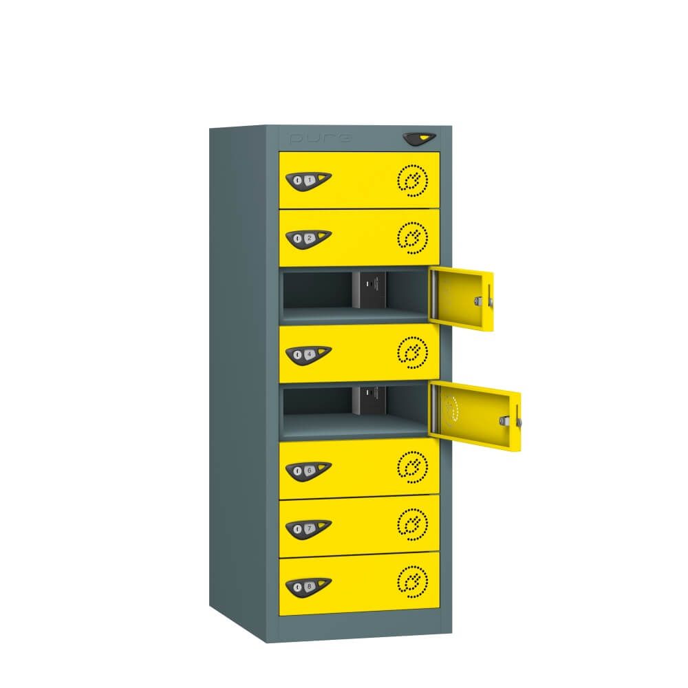 Low 8 Compartment Laptop Charging Locker with 8 Door Access