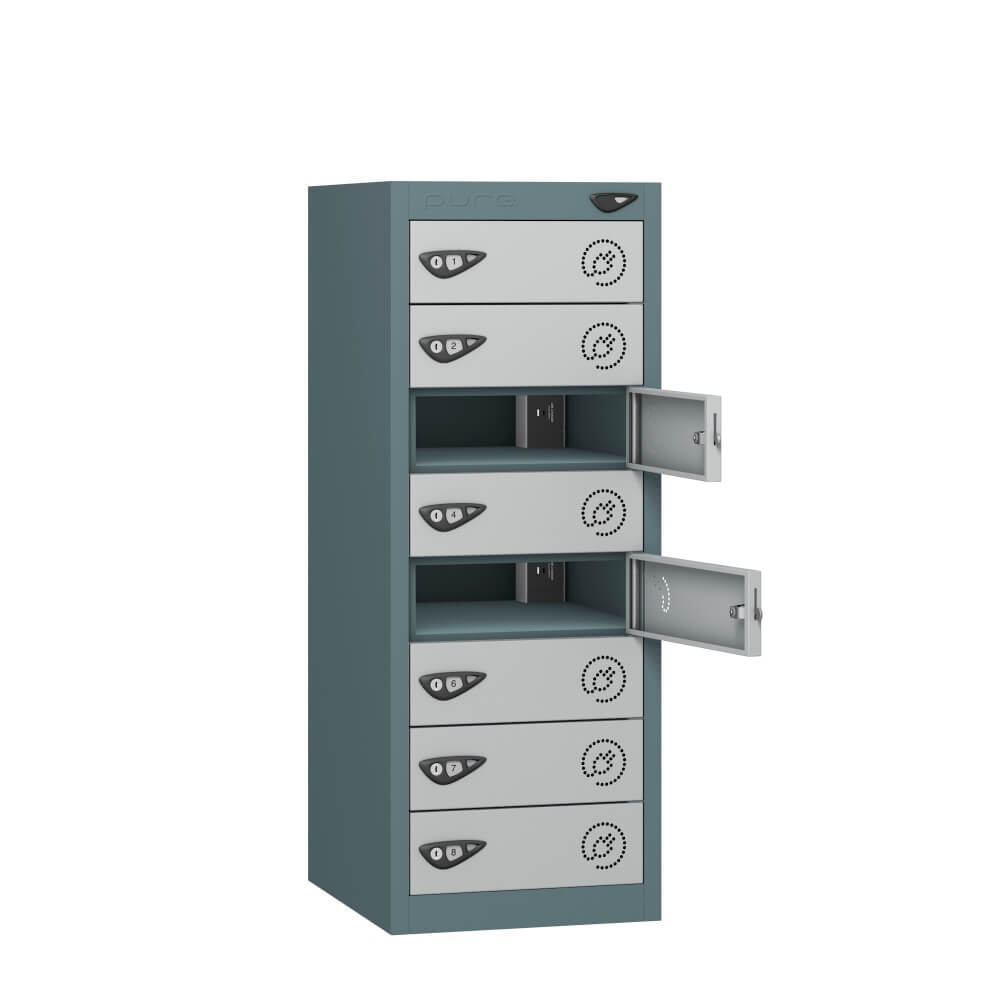Low 8 Compartment Laptop Charging Locker with 8 Door Access