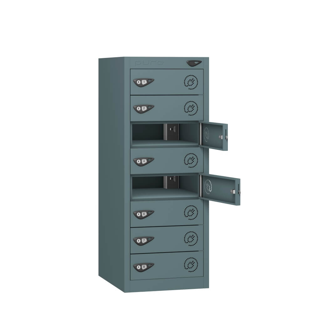 Low 8 Compartment Laptop Charging Locker with 8 Door Access
