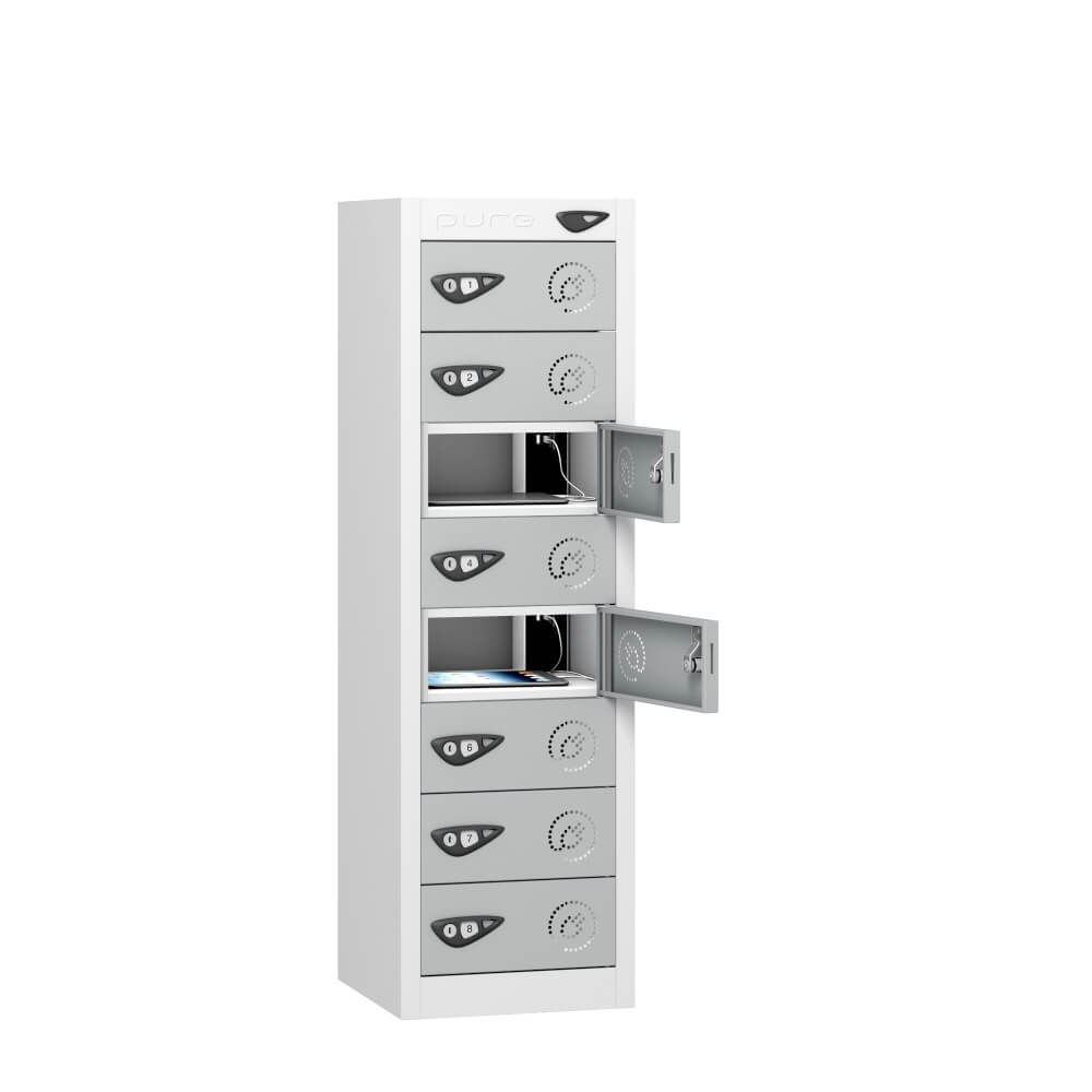 Low 8 Compartment Tablet Charging Locker with 8 Door Access