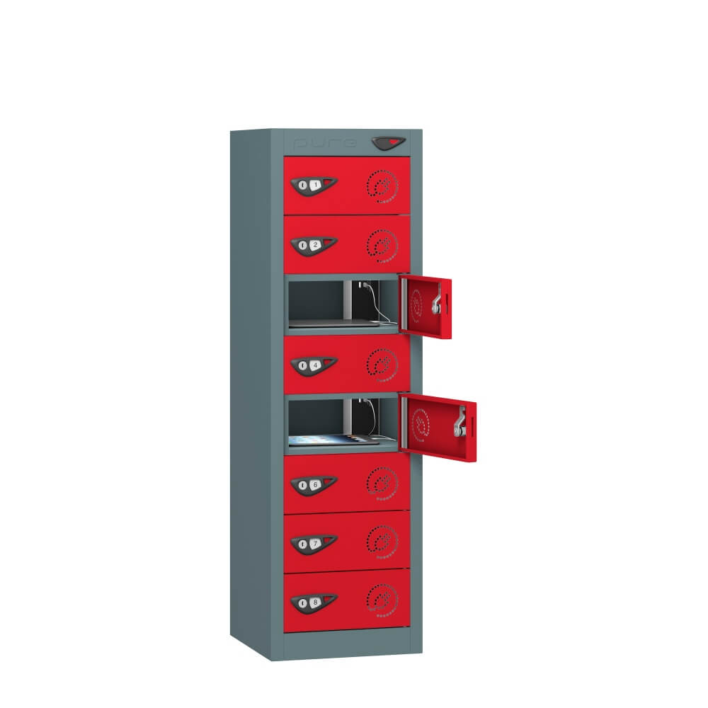 Low 8 Compartment Tablet Charging Locker with 8 Door Access