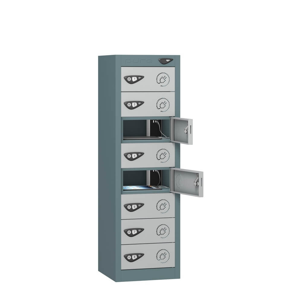 Low 8 Compartment Tablet Charging Locker with 8 Door Access