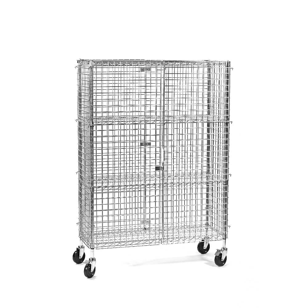 Chrome Wire Mobile Security Cage 3 Shelves