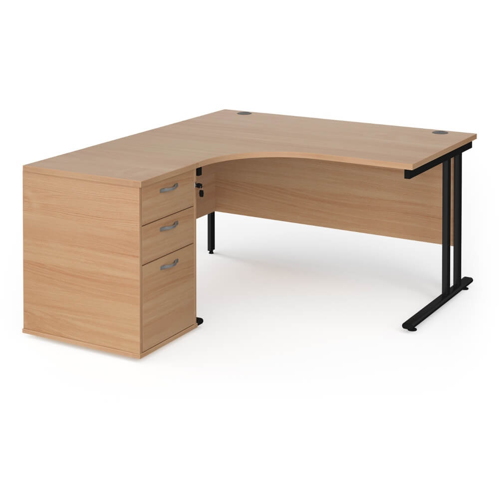 Maestro 25 Left-Hand Ergonomic Desk and Pedestal Bundle